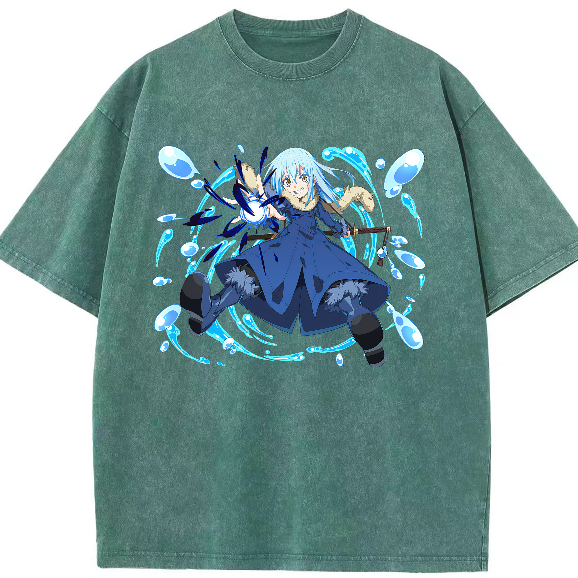（画像用） 転スラ Regarding Reincarnated to Slime 綿100% ヴィンテージ風 半袖Tシャツ（フロントプリント）
